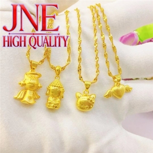 Collier pour femme en or de rivière du Vietnam, en forme de cœur. Petit pendentif ange Bouddha <span class=keywords><strong>Xiaoxiao</strong></span> pour femme, 4 pendentifs élégants et tendance - Product Image 2