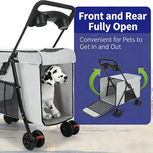 बड़े पालतू जानवरों के लिए पूर्ण खुले ऑक्सबफोर्ड फ्रेंडली पालतू जानवर फोल्डेबल 4-पहिया गाड़ी आसानी से पहुंच कुत्तों/बिल्लियों को 10 किलो क्षमता प्राप्त - Product Image 3