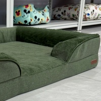Lit pour animaux de compagnie luxueux, super doux et confortable, canapé orthopédique pour chien et chat, couleur verte hiver
