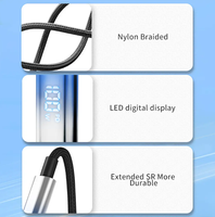 Kabel Data Pengisian Cepat Custom Logo PD 100W Gradient Nylon Braid Tipe-C dengan Layar LED Penunjuk Daya, Kompatibel dengan Android & IOS