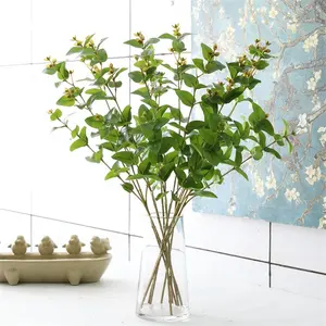 Kualitas tinggi buatan sentuhan nyata hijau kayu putih uang daun cabang batang daun untuk pernikahan rumah pesta dekorasi meja