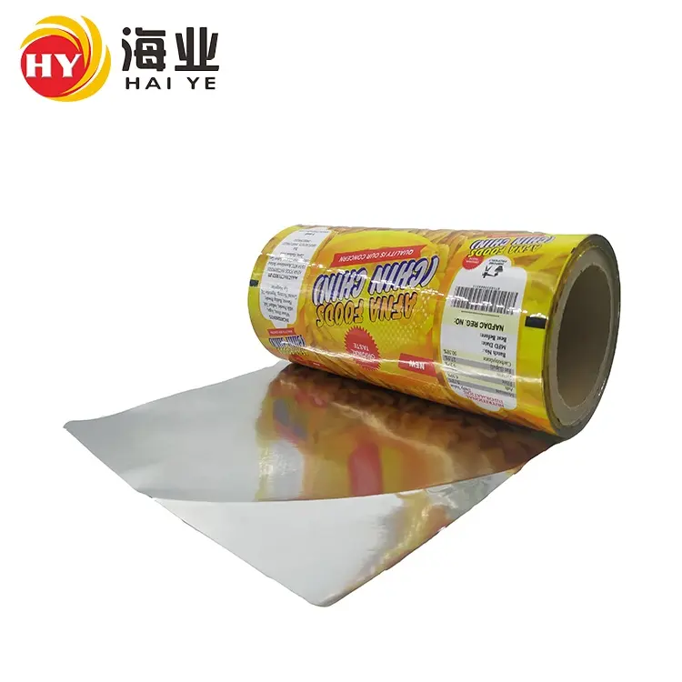 Rollo de película de embalaje de papel de aluminio para aperitivos de patatas fritas impresas personalizadas