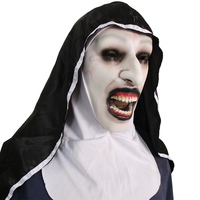Masque de Nonne d'horreur en latex intégral avec voile et cagoule, accessoire de déguisement Valak pour Halloween, Noël, Cosplay, Fête et événements effrayants