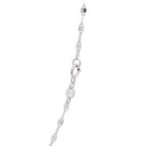 Chic Minimalist Flat Textured White Pt950 <b>Fine</b> Thin Link Chain Pendant <b>Necklace</b> Unisex Casual Daily Wear Platinum Jewelry - Product Image 2
