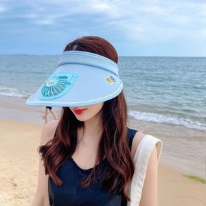 หมวกกันแดดสำหรับเดินทางเล่นกีฬาฤดูร้อนแบบใหม่ UPF 50+ สำหรับผู้หญิง ชาร์จ USB ได้ ปีกกว้าง ปรับได้ พร้อมพัดลมในตัว วัสดุ PVC เหมาะสำหรับตกปลาและงานปาร์ตี้ - Product Image 6
