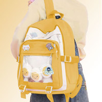Ransel lucu dengan tas sekolah estetika kapasitas besar aksesori Pin Kawaii mewah sapi imut tas buku lucu untuk anak perempuan remaja