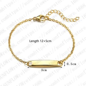Bracelet personnalisé avec nom pour enfants, plaqué <span class=keywords><strong>or</strong></span>, acier inoxydable, motif géométrique, tendance, cadeau pour fête d'enfant et anniversaire - Product Image 2