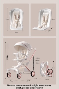 Poussette de luxe pour poupée, siège auto léger, poussette bébé avec siège, fonctionnement bidirectionnel, poussette bébé légère - Product Image 6