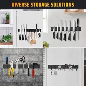 Support <span class=keywords><strong>mural</strong></span> magnétique pour couteaux, porte-couteaux de cuisine, organisateur de rangement à <span class=keywords><strong>aimant</strong></span> puissant pour couteaux et ustensiles, bande métallique noire - Product Image 5