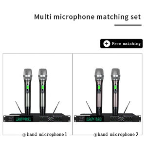 ميكروفون لاسلكي احترافي لمنصة المؤتمرات، ميكروفون UHF مضاد للصفير، نظام ميكروفون لاسلكي احترافي للكاريوكي بخاصية واحد يشغل اثنين - Product Image 4