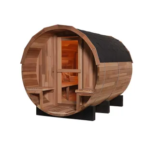 Smartmak Thermo Wood Outdoor Red Cedar Barrel Sauna Cheap Price Sauna With Wood Burning Stove