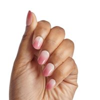 Uñas postizas de gel suave ovaladas cortas de TPEE TPU de marca privada, color rosa, con sistema adhesivo mejorado, a prueba de chips, de presión.