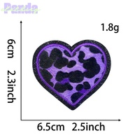 Fait à la main 2.3 pouces léopard Patch imprimé Animal scintillant coeur broderie fer sur Jeans vêtements sacs chapeaux bricolage vêtements