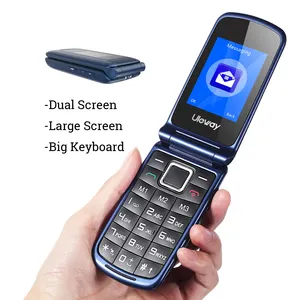 โทรศัพท์มือถือแบบฝาพับสำหรับผู้สูงอายุปุ่มใหญ่สำหรับผู้สูงอายุใช้ง่ายจอ LCD สีฟ้า1080P 2.4นิ้ว tecno