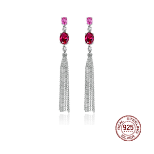Pendientes de rubí de diamante de alto carbono 8*11 con incrustaciones geométricas de plata S925 - Product Image 1