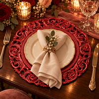 Assiette de présentation classique de luxe 13 pouces en plastique thermolaqué, argentée, à bord ajouré baroque et finition texturée, pour la restauration hôtelière