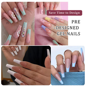 Lot de 288 faux ongles en acrylique style français, couvrants, à presser, colorés et sans couture, avec colle amovible pour doigts - Product Image 6