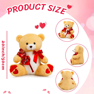 Gấu bông Teddy phong cách mới <span class=keywords><strong>2025</strong></span>, gấu bông nhồi bông hình trái tim đỏ và nơ, đồ chơi nhồi bông dễ thương - Product Image 3