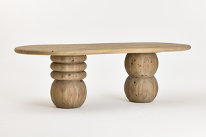 Bàn Ăn Gỗ thông rắn với thiết kế Nhật Bản, thích hợp cho văn phòng tại nhà và khách sạn kiểu trang trại, với đôi chân không đều. - Product Image 2