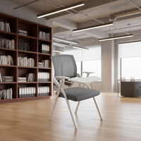 Chaise de formation en maille pliable et empilable avec tablette d'écriture et accoudoir rotatif pour bureau et salle de conférence