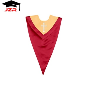 Nuova Stola di Laurea Reversibile a V JZR con Ricamo a Punto Croce per Uso Scolastico, 100% Poliestere - Product Image 5