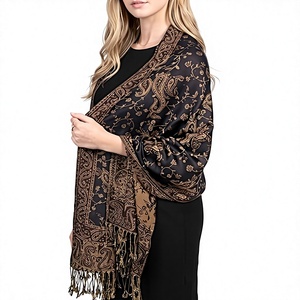 Women's Cashmere Striped <b>Wrap</b> <b>Shawl</b> with Decorative Fringe Edges Lightweight Winter Shoulder Cover for Daily Fashion Wear - Product Image 4