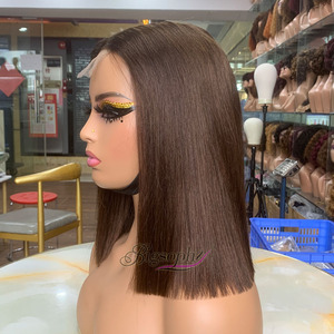 Peluca de Cabello Virgen de 12 Pulgadas con Cutícula Alineada, Super Doble Trama, Liso, Estilo Bob # 4 Cierres Kim de Cabello Humano 2*6, Pelucas con Cierre Kim - Product Image 2