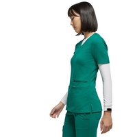 Ensemble d'uniformes médicaux de jogging, col en v vert Hunter, clinique confortable, extensible, Anti-microbien, hôpital, soins infirmiers