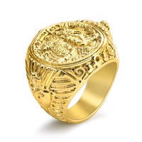 Bague en acier titane pour homme, motif rétro du dieu pharaon égyptien Anubis, bague de doigt unique
