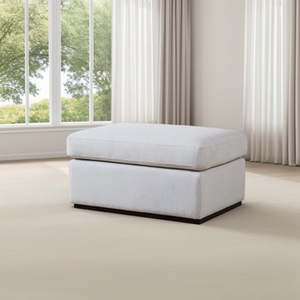 Comfortable <b>Padded</b> Ottoman Footrest <b>Stool</b> with Smooth Linen Fabric for Home Office and Apartment - Product Image 1