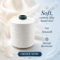 32S 40S Elastic Full Dull Imitation Cotton Like Yarn Cotton Like Stretch Yarn Cool Cotton Polyester Yarn for Circular Machine
