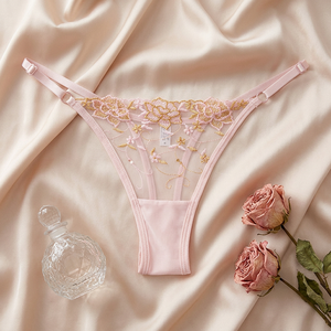 Braguitas de Tanga de Encaje Bordado para Mujer, Transparentes, de Malla, Sexys, Transpirables, Cómodas, Ultrafinas, de Talle Bajo - Product Image 3