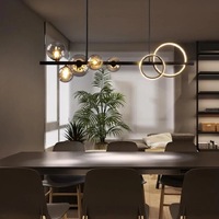 Nordique Creative Personnalité Bar Verre Bulle Décoration Led Lumières Art Moderne Table À Manger Long Lustre