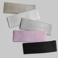 Étiquettes tissées personnalisées en satin de luxe, coupe droite, avec estampage à chaud, étiquettes en tissu pour col, logo en relief 3D, étiquettes tissées pour vêtements