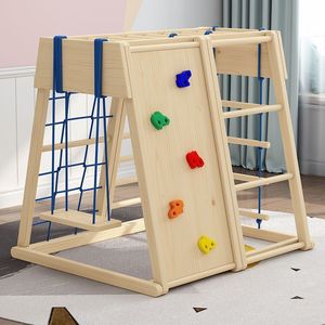 Trong Nhà Bằng Gỗ Trượt Và Đu Đặt Bằng Gỗ Trong Nhà Leo Núi Khung Trẻ Em Sân Chơi Thiết Bị Bằng Gỗ Leo Núi Tường Đồ Chơi - Product Image 3