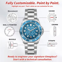 Montre de plongée automatique personnalisée en usine avec glaçure Tenmoku, 40 mm, 10 ATM, lunette en aluminium, acier inoxydable, vente en gros