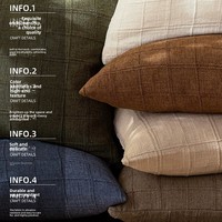 Housse de coussin moderne en fibre de polyester à motif à carreaux grossiers, pour canapé de salon et chevet, style transfrontalier