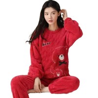 Pyjama élégant en velours corail pour femme, manches longues, en flanelle, pour l'automne et l'hiver, ensemble de vêtements de maison, directement de l'usine