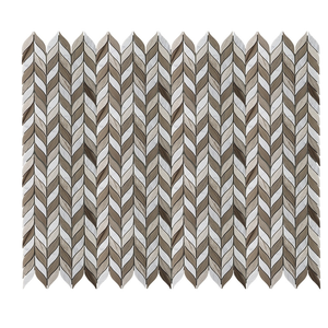 Carrelage de mosaïque en bois mélangé, motif feuilles de bois, gris et blanc, pour revêtement mural - Product Image 6