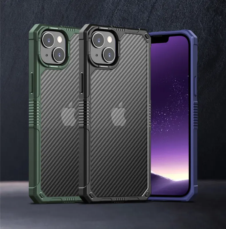 For iPhone 14 Case New High Quality Business Luxury Shockproof Hybrid Carbon Fiber For iPhone 13 14 Pro Max