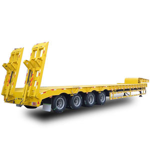 60ton 100ton 12 Wheelers حاوية هيكل محمل Lowbed شاحنة سرير منخفض مقطورة منصة منخفضة نصف مقطورة
