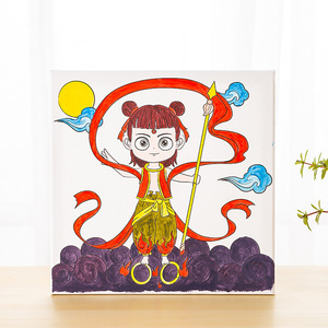 Set Pittura Fai-da-te per Bambini: Telaio in Legno 30x30 cm con Tessuto, Colori a Olio/Acquerello, Lavagna da <span class=keywords><strong>Disegno</strong></span> Cartoni Animati per Attività Manuali - Product Image 3