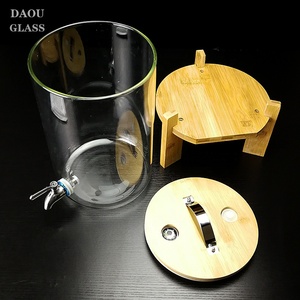 Secchio per <span class=keywords><strong>vino</strong></span> in vetro resistente al calore da 10 litri, barile di fermentazione enzimatica, <span class=keywords><strong>bicchiere</strong></span> da tè in bambù - Product Image 3