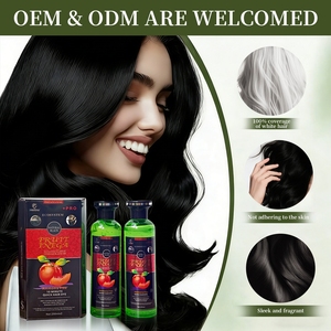 Tinta per Capelli Naturale a Base di Erbe <span class=keywords><strong>Permanente</strong></span> <span class=keywords><strong>Senza</strong></span> <span class=keywords><strong>Ammoniaca</strong></span>, Copertura 100% dei Capelli Grigi, Nero Professionale per Salone, Cosmetico - Product Image 2
