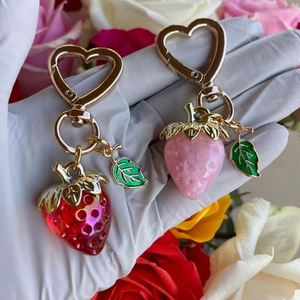 Wholesale Bulk Crystal Strawberry Keychain High Quality Metal <b>Bag</b> Pendant Suitable for Girls <b>Gift</b> 3D Crystal Strawberry Keychain - Product Image 2