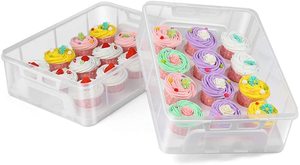 CN2034-05463-1 2 niveles de almacenamiento de portador de <span class=keywords><strong>tienda</strong></span> a 24 Cupcakes o 2 grandes pasteles comida transportador contenedor - Product Image 3