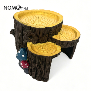 NOMOYPET Nouveau Design Résine Souche d'Arbre Artificielle Reptile Cacher Cave Abri avec Plat D'alimentation - Product Image 2