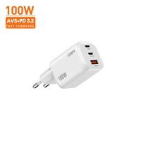 Tragbare Schnellladestation 100W GaN mit AVS PD3.2 2 Typ-C und 1 USB-A Große Leistung Kleine Größe für Laptop Handy Tablet
