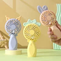 Ventilateur portable rechargeable à main, dessin animé, silencieux, veilleuse, mini ventilateur LED pour l'extérieur