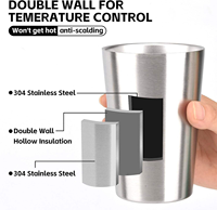 Gobelet isotherme empilable à double paroi en SUS304, anti-brûlure, argenté, pour camping, randonnée, bureau, café, bière, logo personnalisé